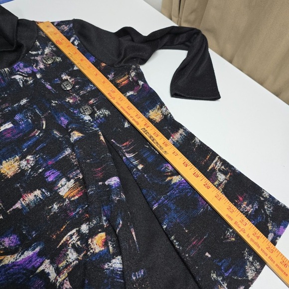 Vin Rouge Womens Abstract Cowl Neck Top Size Medium Long Sleeve Artsy Maximalist - Picture 12 of 13